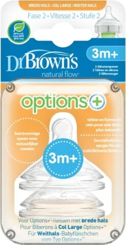 Dr. Brown's Options+ Anti-colic Fles Speen Fase 2 Brede Halsfles (2 St) -Jollein Winkel 619x1200