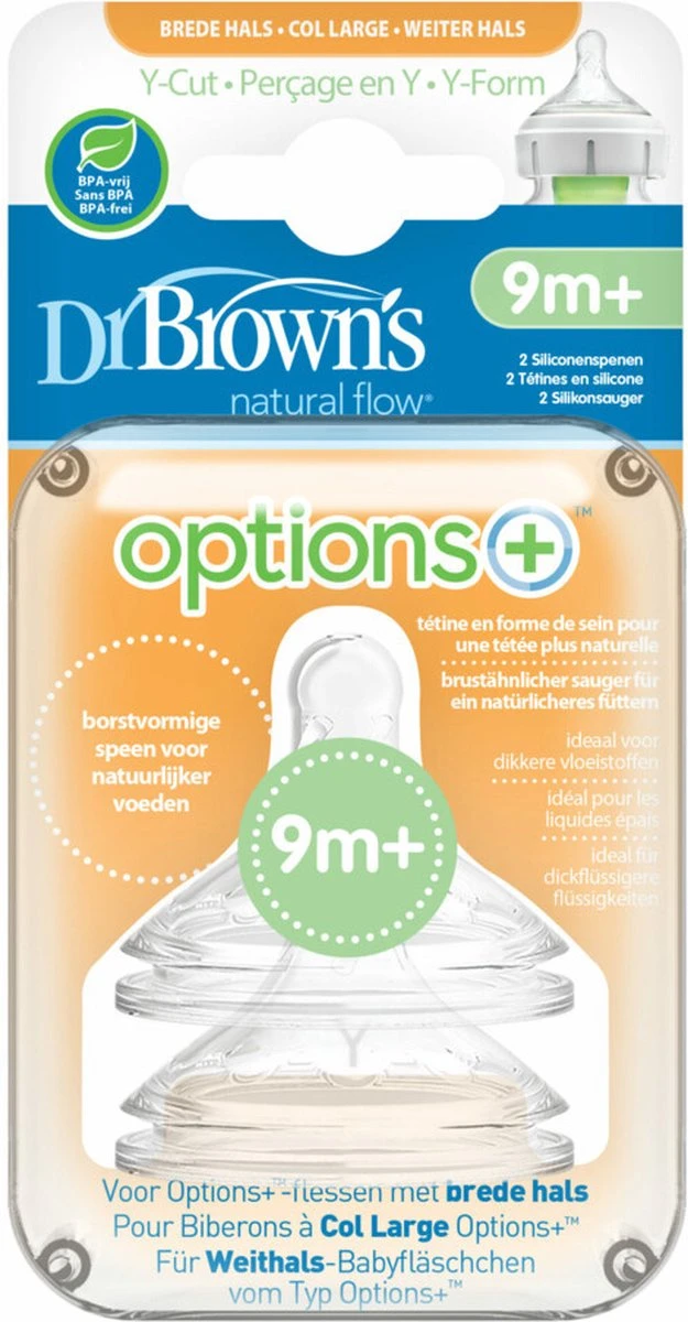 Dr. Brown's Options+ Anti-colic Y-speen - Voor Brede Halsfles - 2 Stuks 1 Dr. Brown's Options+ Anti-colic Y-speen - Voor Brede Halsfles - 2 Stuks