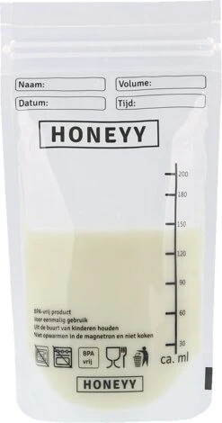 Honeyy - Moedermelk Bewaarzakjes - 150 Stuks - Schenktuit - 220 Ml - Vriezer En Koelkast - Lekvrij - Dubbelwandig - BPA-vrij -Jollein Winkel 630x1200