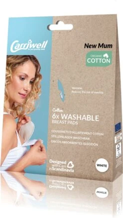 Carriwell Carriwel Zoogcompressen - Biokatoen - Wasbaar – Wit – 6 Stuks Met Wasnet