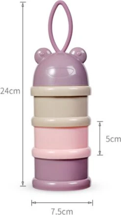 Merkloos Melktoren - Bewaarbakjes Babyvoeding - 3 Laags - Melkpoeder Doseerdoosjes - Melkpoeder Toren - Melkpoeder Bewaarbakjes - Verdeeldoos - Melk Poeder Dispenser - Melkpoeder Reisbox - Babyvoeding Bewaarbox - Roze -Jollein Winkel 678x1200