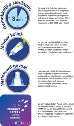 Mam Easy Anti Colic Zuigfles 130ml | Wit Met Fopspeen | Vanaf 0 Maanden | Ideale Drinkfles In Combinatie Met Borstvoeding -Jollein Winkel 707x1200