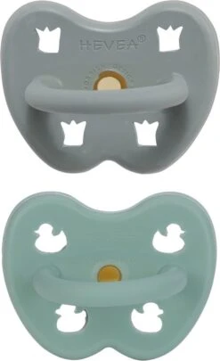 HEVEA Dental Speen 2 Stuks | 3-36 Maanden Orthodontisch | Gorgeous Grey + Nordic Sea Green