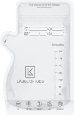 Label Of Kids - Moedermelk Bewaarzakjes - Borstvoeding Bewaarzakje - Met Schenktuit - 200 Ml - BPA Vrij - 120 Stuks - Zoogcompressen -Jollein Winkel 767x1200 7