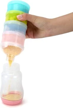 Merkloos 2 Delig - Multifunctioneel Melkpoeder Dispenser - Reis Melkpoeder Doseerdoosjes - Draagbare Snack Box - 4 Laags + 3 Laags Kinder - Babyvoeding Bewaarbakjes Met Schenktuit - Poeder Toren - Multi- Compartiment Snack Doosjes -Jollein Winkel 808x1200