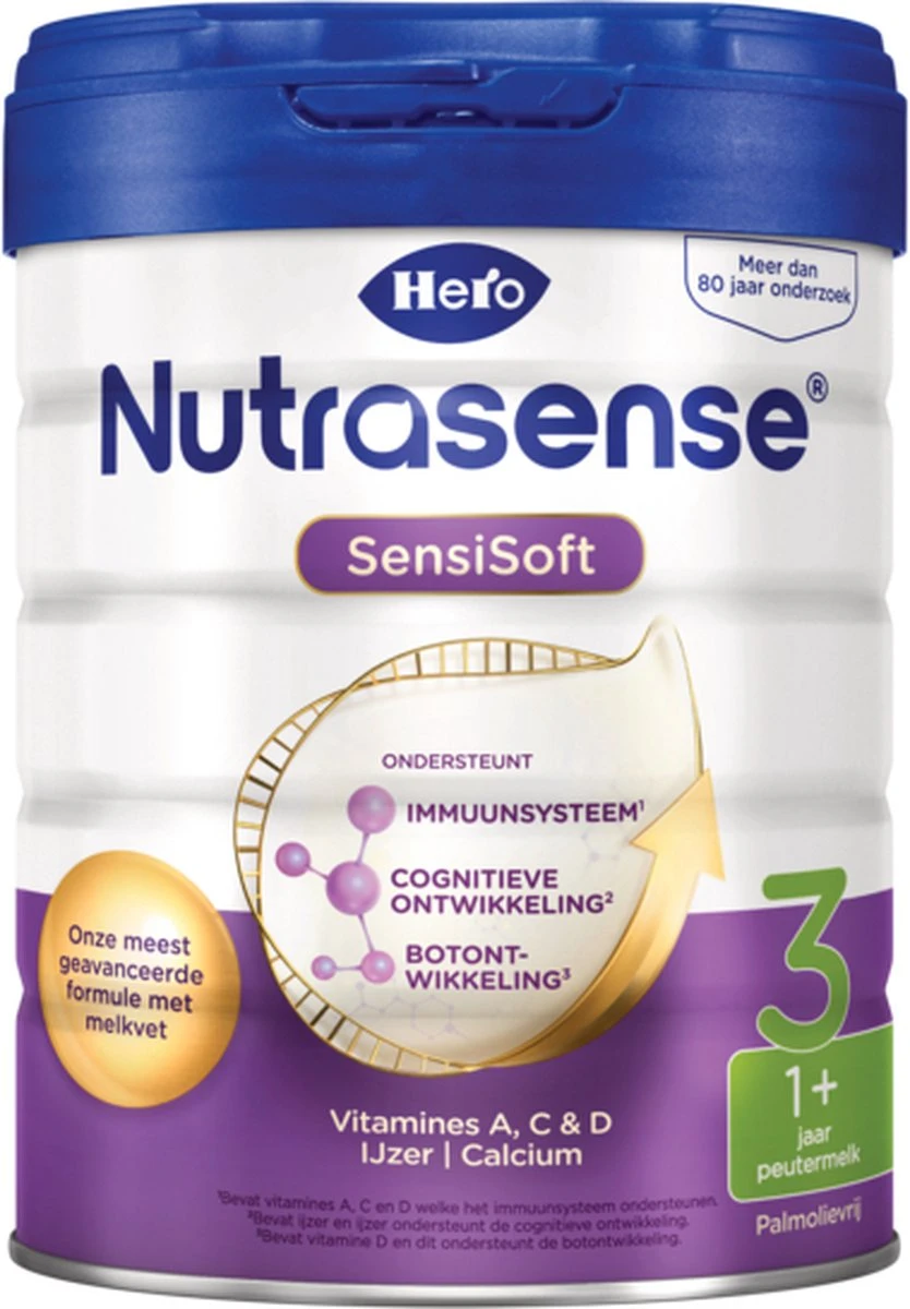 Hero Nutrasense SensiSoft Peutermelk 3 - Flesvoeding Vanaf 1 Jaar - 3 X 700 Gram - Met Melkvet - Palmolie Vrij 5 Hero Nutrasense SensiSoft Peutermelk 3 - Flesvoeding Vanaf 1 Jaar - 3 X 700 Gram - Met Melkvet - Palmolie Vrij - Afbeelding 5