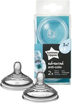 Tommee Tippee Advanced Anti-Colic Zuigfles Spenen, Borst-achtig, Zacht Silicone, Normale Uitstroomsnelheid, 3m+, Verpakking Van 2 -Jollein Winkel 841x1200