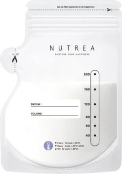 Nutrea – 200 Stuks – Moedermelk Bewaarzakjes Met Schenktuit – 200 Ml – Borstvoeding Bewaarzakje
