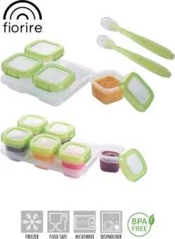 Fiorire Babyvoeding Bewaarbakjes Met 2 Gratis Lepels - BPA Vrij - Diepvriesbakjes - 4 X 120 Ml - 6 X 60 Ml -Jollein Winkel 879x1200 4