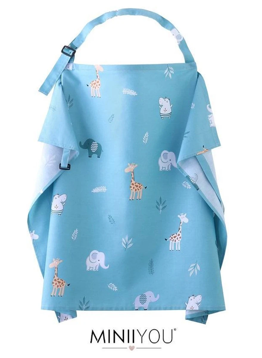 Merkloos MINIIYOU Voedingsdoek - Afschermdoek Tijdens Voeden - Dieren - Blauw - 68 X 93 Cm 2 Merkloos MINIIYOU Voedingsdoek - Afschermdoek Tijdens Voeden - Dieren - Blauw - 68 X 93 Cm - Afbeelding 2