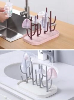 Merkloos Baby Flessen Droogrek - Afdruiprek Met Lekbak - Afwasrek - Baby Flesjes Droogrek - Flessenrek - Kraamcadeau - Baby Cadeau - Blauw -Jollein Winkel 885x1200