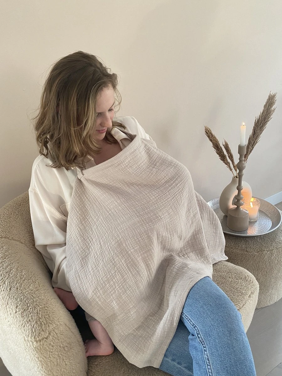 Borstvoedingsdoek Voedingsdoek Naturel Met Zicht Op Baby Tijdens De Borstvoeding 2 Borstvoedingsdoek Voedingsdoek Naturel Met Zicht Op Baby Tijdens De Borstvoeding - Afbeelding 2