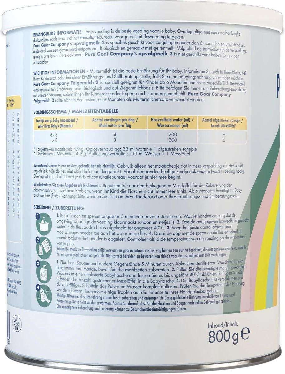 Pure Goat Company - Opvolgmelk 2 - Biologische Flesvoeding Op Basis Van Volle Geitenmelk - 800 Gram 2 Pure Goat Company - Opvolgmelk 2 - Biologische Flesvoeding Op Basis Van Volle Geitenmelk - 800 Gram - Afbeelding 2