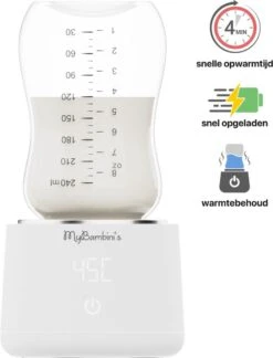 MyBambini's Bottle Warmer Pro™ - Draagbare Baby Flessenwarmer Voor Onderweg - Wit - Geschikt Voor AVENT Philips, Chicco & Dodie