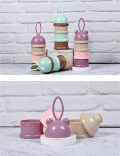 Merkloos Melktoren - Bewaarbakjes Babyvoeding - 3 Laags - Melkpoeder Doseerdoosjes - Melkpoeder Toren - Melkpoeder Bewaarbakjes - Verdeeldoos - Melk Poeder Dispenser - Melkpoeder Reisbox - Babyvoeding Bewaarbox - Roze -Jollein Winkel 921x1200 1