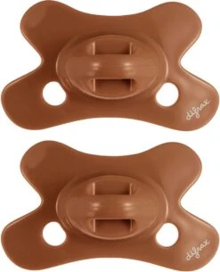 Difrax Fopspeen Pure Natural 0-6 Maanden - Bruin/Cinnamon - 2 Stuks